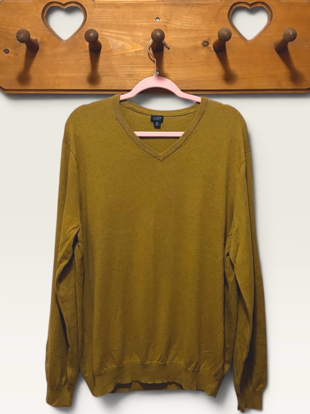 J.Crew Cotton Cashmere V Neck Sweater XL Mustard Ochre
